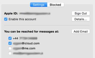 Enable iCloud email address in Messages